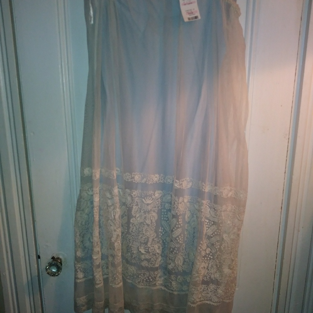 NWT Lucky Brand Lined White Lace Skirt Tall L